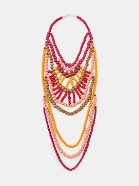 NWT Zara Woman Accessories WOOD BEAD WATERFALL NECKLACE